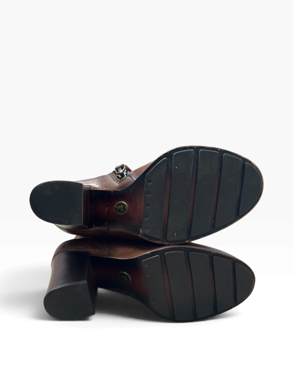 Frye Brown Leather Block Heel Ankle Boots - Picture 10 of 10